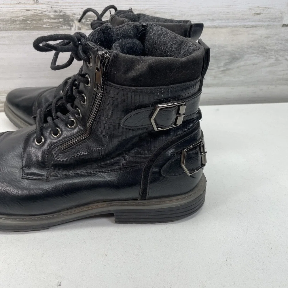 Philly-10 Mens Black Cap Toe Side Zip Combat Boots Size 12 UK 11 EUR 46